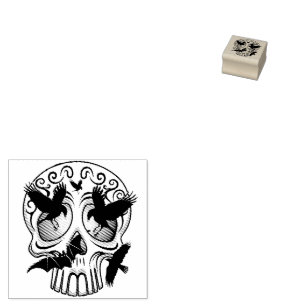 Skull Halloween Decorative Calaveras Rubber Stamp