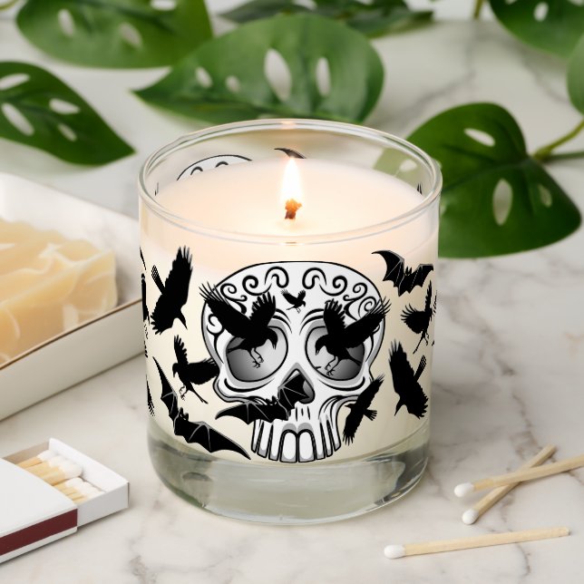 Skull Halloween Decorative Calaveras Scented Candle (Lit)