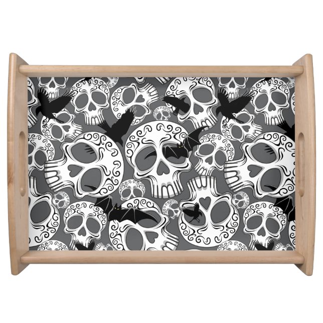 Skull Halloween Decorative Calaveras Serving Tray (Front)