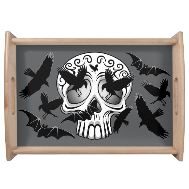 Skull Halloween Decorative Calaveras Serving Tray (Front)