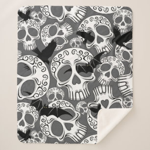 Skull Halloween Decorative Calaveras Sherpa Blanket