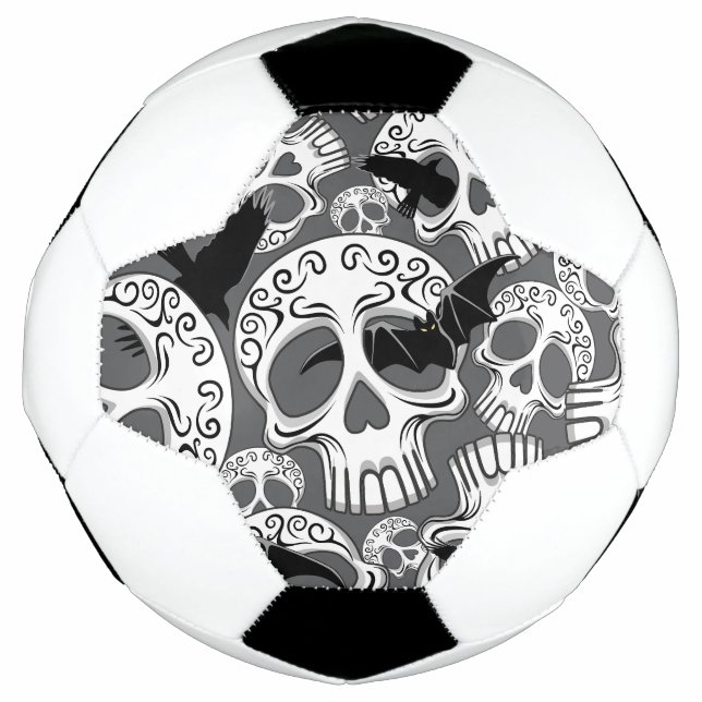 Skull Halloween Decorative Calaveras Soccer Ball (Front)