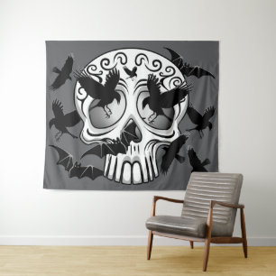 Skull Halloween Decorative Calaveras Tapestry