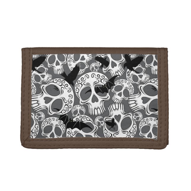 Skull Halloween Decorative Calaveras Trifold Wallet (Front)