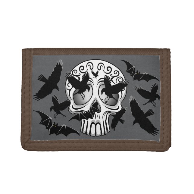Skull Halloween Decorative Calaveras Trifold Wallet (Front)