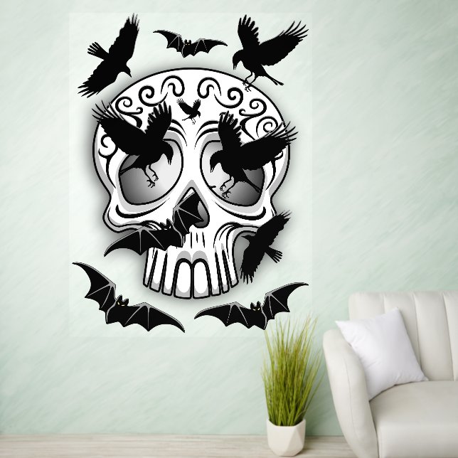 Skull Halloween Decorative Calaveras Wall Decal (Living Room)