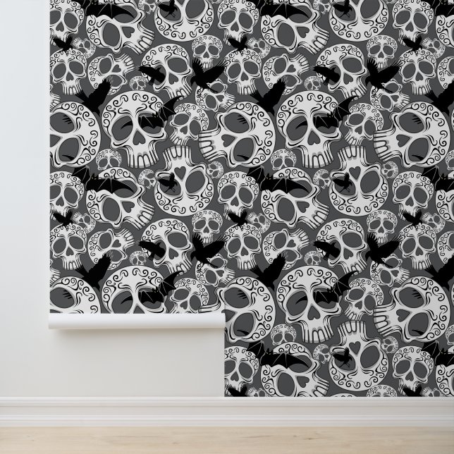 Skull Halloween Decorative Calaveras Wallpaper (Application)