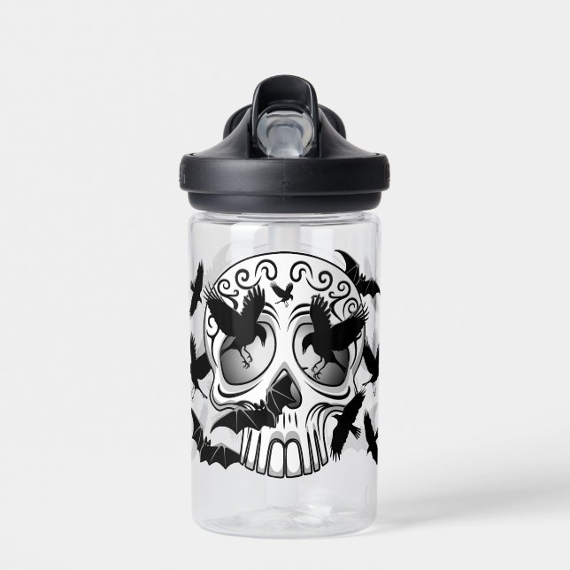 Skull Halloween Decorative Calaveras Water Bottle (Front)