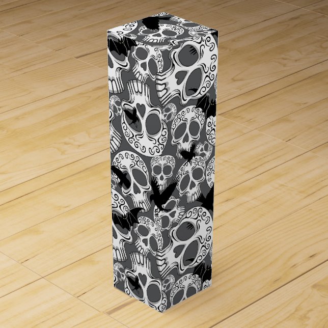 Skull Halloween Decorative Calaveras Wine Box (Front)