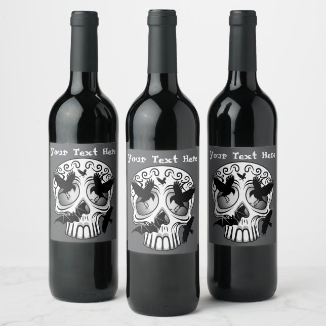 Skull Halloween Decorative Calaveras Wine Label (Bottles)