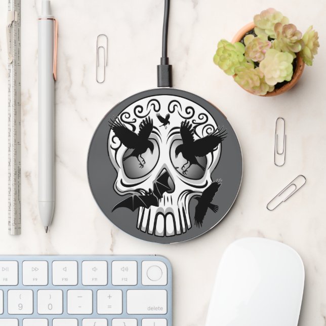 Skull Halloween Decorative Calaveras Wireless Charger (Desk)
