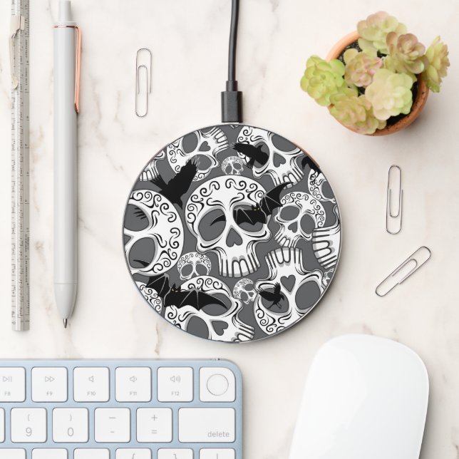 Skull Halloween Decorative Calaveras Wireless Charger (Desk)