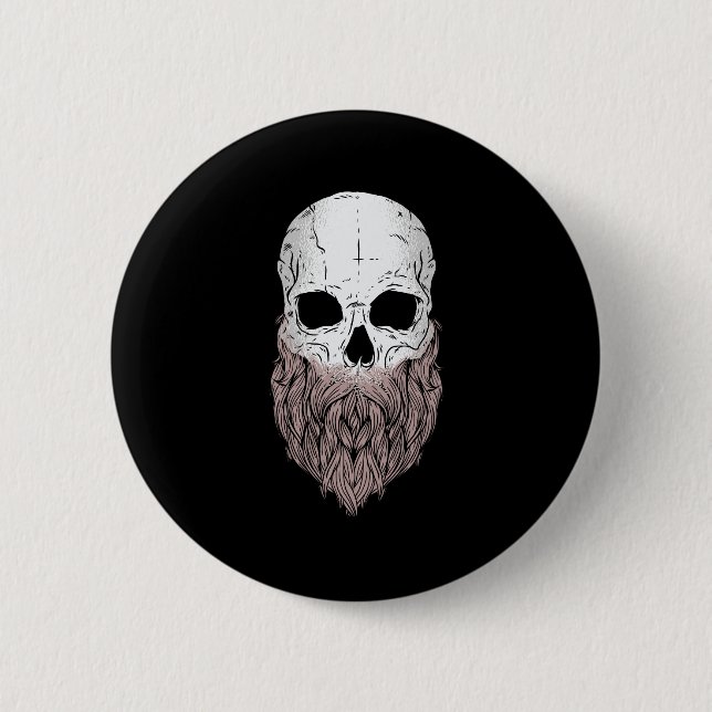 Skull Halloween for Bearded Skulls Lover Button (Front)