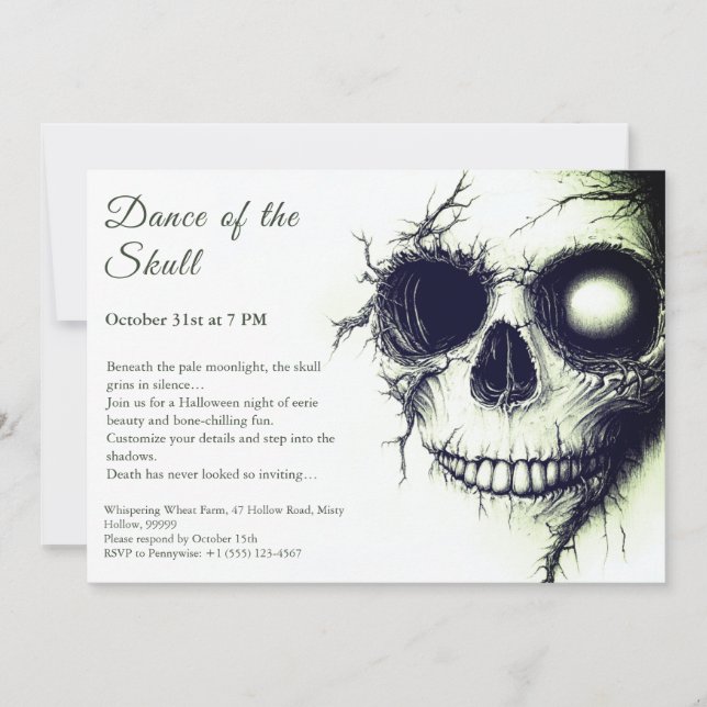 Skull Halloween Invitation – Dark & Spooky Party  (Front)