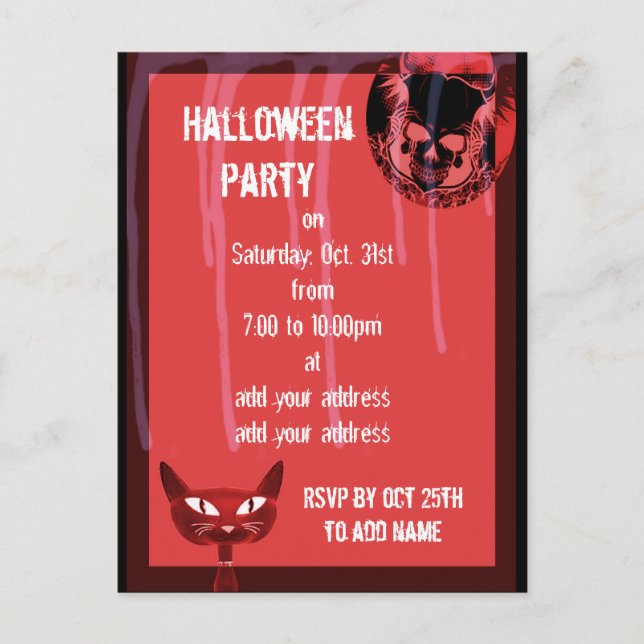 Skull halloween party invitation (Front)
