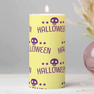 Skull Halloween Pillar Candle
