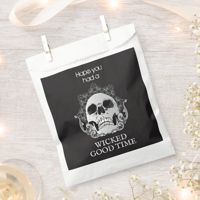Skull Halloween Wicked Good Time Treat Favor Bag (Clipped)