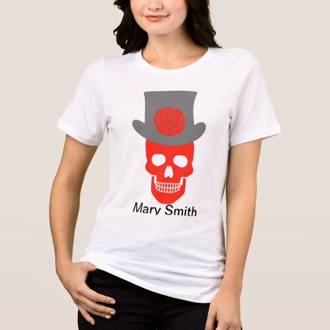 Skull, Hat and Flower Tri-Blend Shirt (Front)