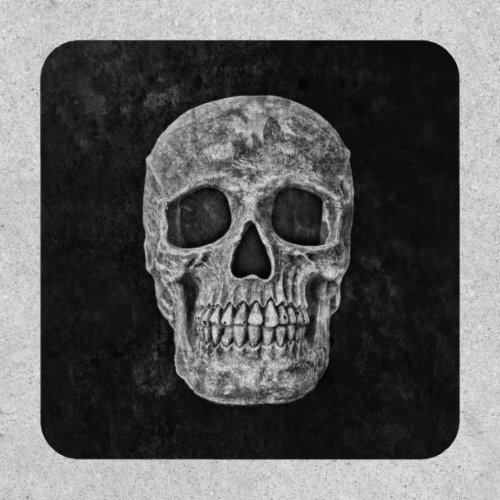 Skull Head Black And White Gothic Grunge Texture Patch