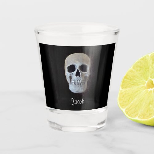 Skull Head Black And White Gothic Shot Glass