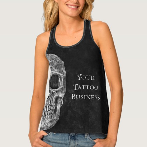 Skull Head Black And White Tattoo Shop Gothic Tank Top