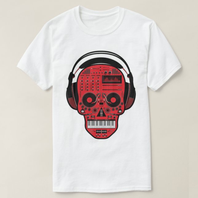 SKULL HEAD DJ PRODUCER TEE SHIRT (Design Front)