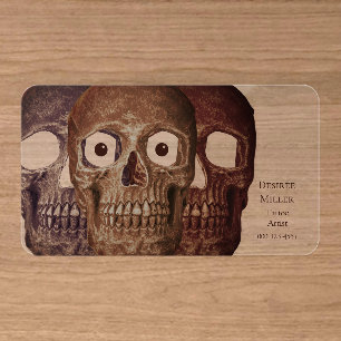 Skull Head Funny Brown Gothic Clear Business Cards