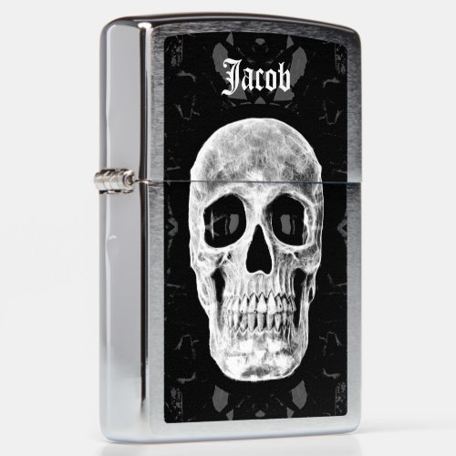 Skull Head Gothic Black And White Cool Custom Zippo Lighter