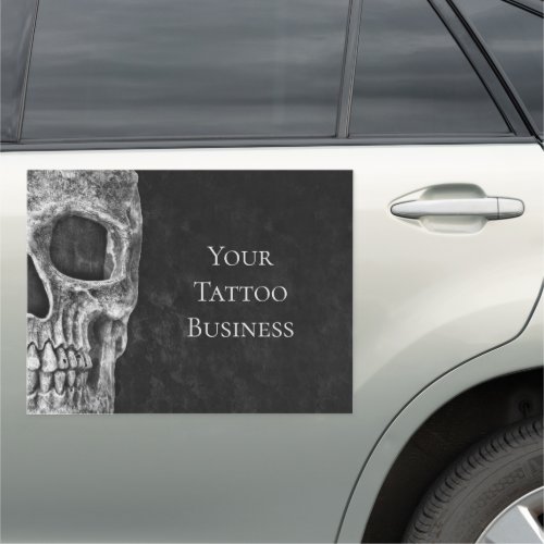 Skull Head Gothic Black And White Tattoo Shop Car Magnet