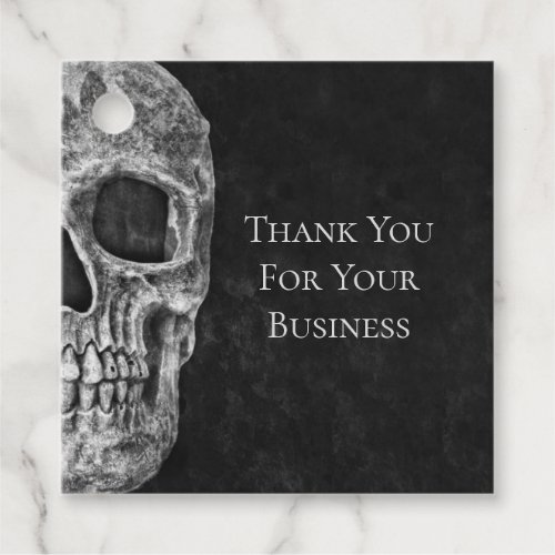 Skull Head Gothic Black And White Tattoo Shop Favor Tags