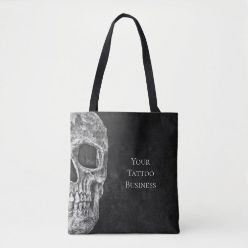 Skull Head Gothic Black And White Tattoo Shop Tote Bag