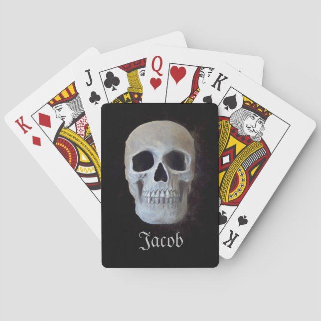 Skull Head Gothic Black And White Trendy Art Poker Cards (Back)