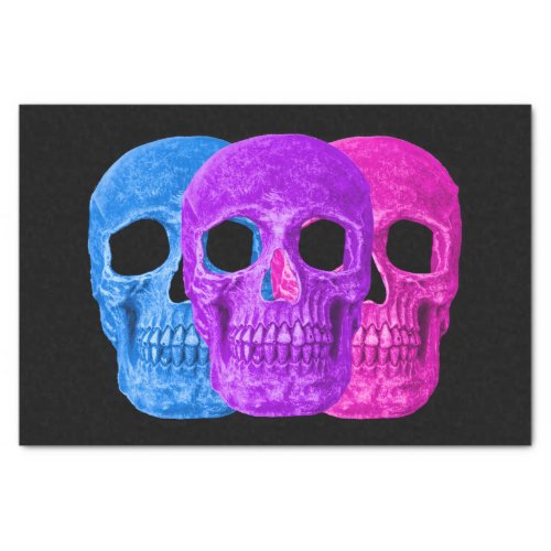Skull Head Gothic Blue Pink Purple Black Pop Art Tissue Paper