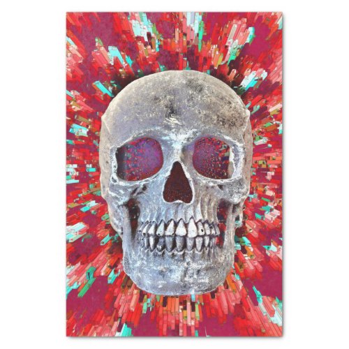 Skull Head Gothic Colorful Green Red Pop Art Tissue Paper