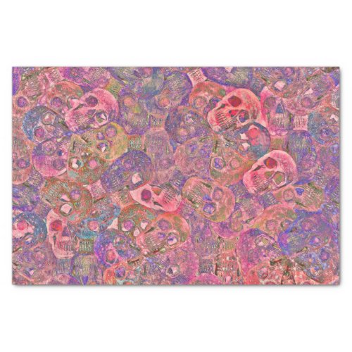 Skull Head Gothic Colorful Purple Pink Sketch Art Tissue Paper
