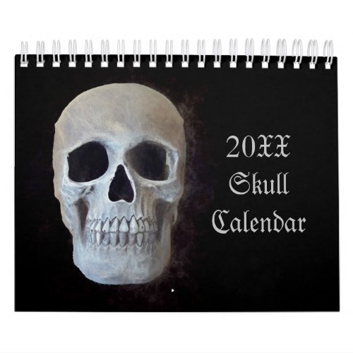 Skull Head Gothic Cool Fun Trendy Art 2024 Calendar