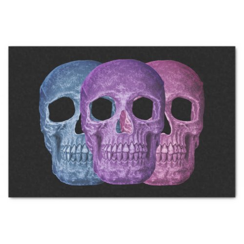 Skull Head Gothic Dark Blue Pink Purple Black Cool Tissue Paper