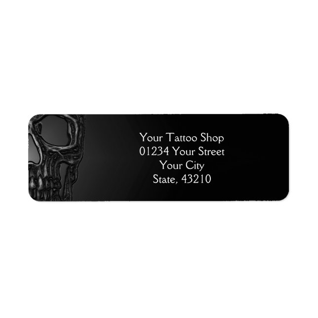 Skull Head Gothic Gray Cool Metallic Label (Front)
