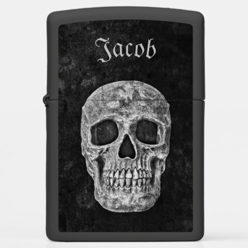 Skull Head Gothic Grunge Black And White Texture Zippo Lighter