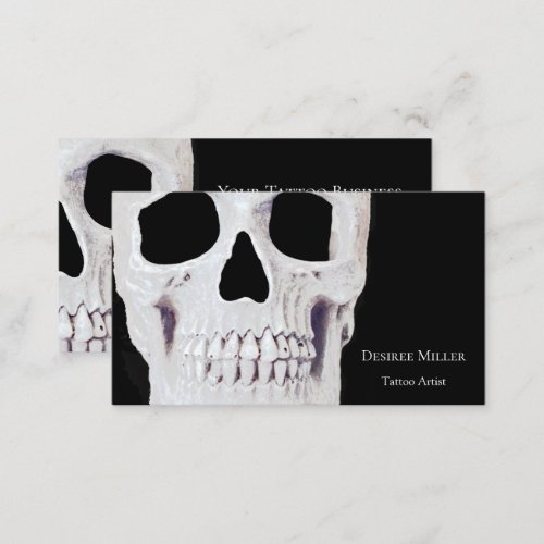 Skull Head Gothic Neon White Black Tattoo Shop Business Card