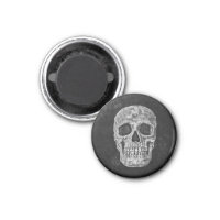 Skull Head Gothic Old Grunge Black White Texture Magnet