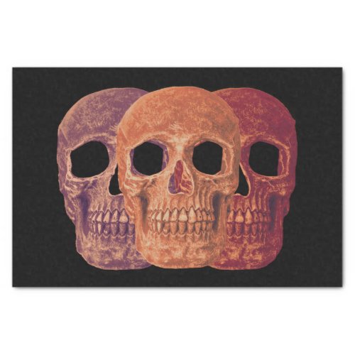 Skull Head Gothic Orange Purple Black Halloween Tissue Paper