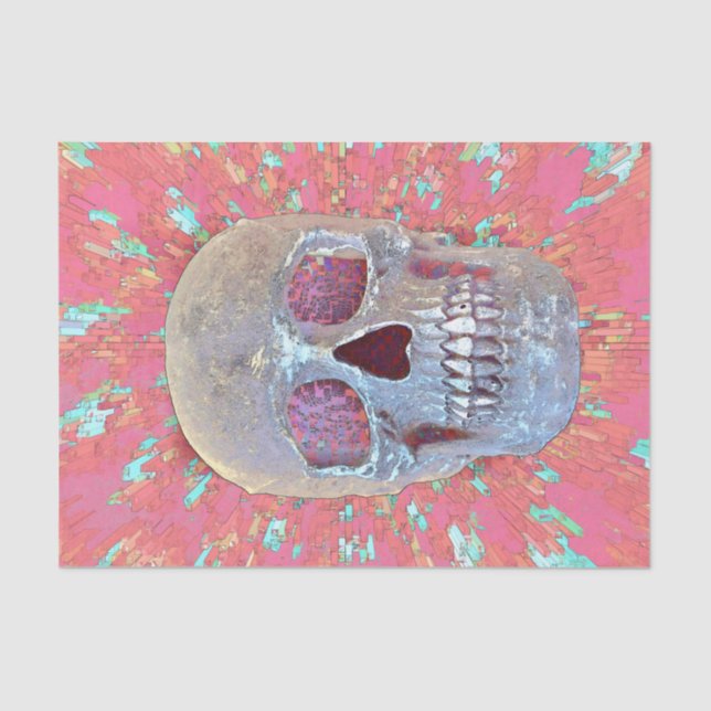 Skull Head Gothic Pop Art Pink Abstract Modern Tissue Paper (Front)