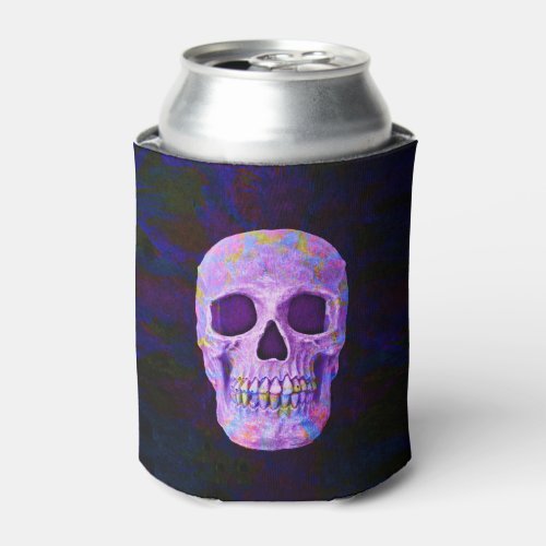 Skull Head Gothic Purple Blue Neon Day Of The Dead Can Cooler