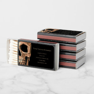 Skull Head Gothic Tan Brown Black Tattoo Shop Matchboxes