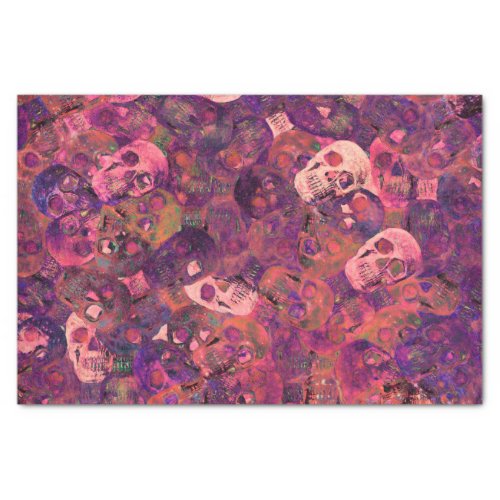 Skull Head Gothic Vintage Style Pink Purple Art Tissue Paper