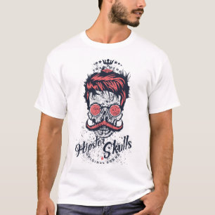 skull head hipster logo hairstyle skull fan T-Shirt