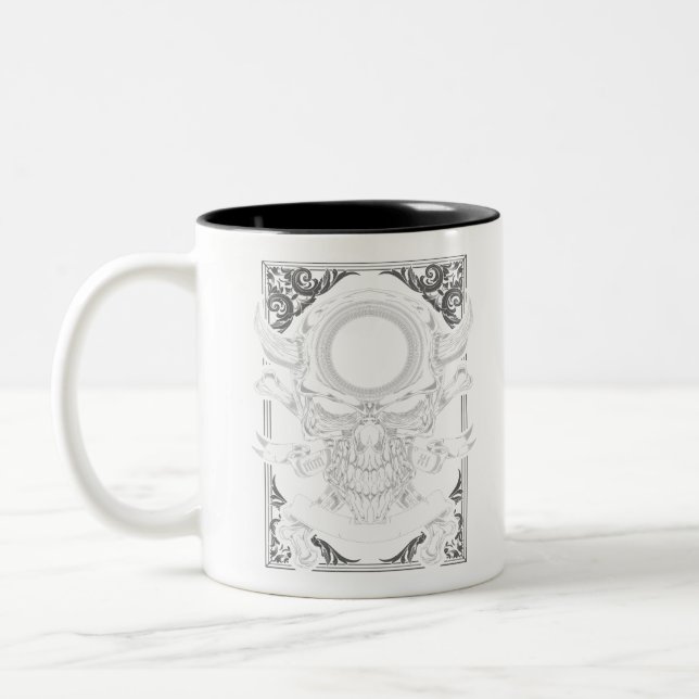 Skull, head of death Two-Tone coffee mug (Left)