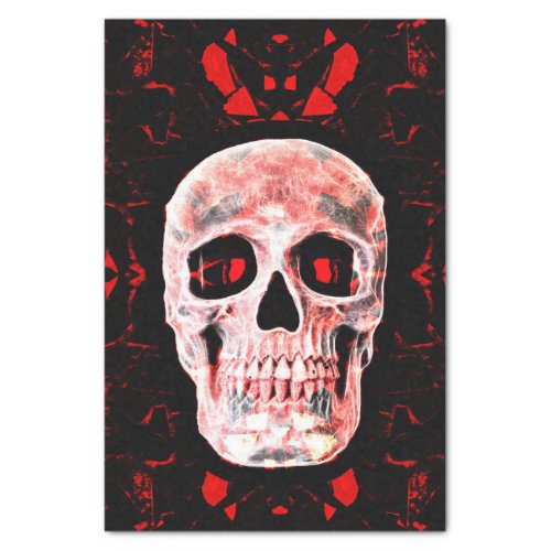 Skull Head Pop Art Gothic Black Red Modern Tissue Paper