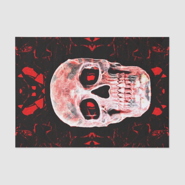 Skull Head Pop Art Gothic Black Red Modern Tissue Paper (Front)